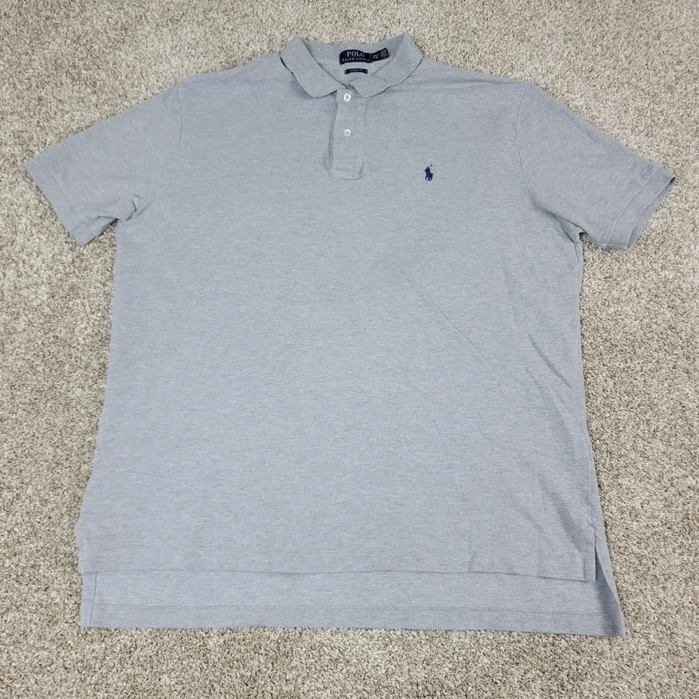 Polo Ralph Lauren Classic Fit Mens 2XL Solid Gray Pony Stretch Knit Short Sleeve